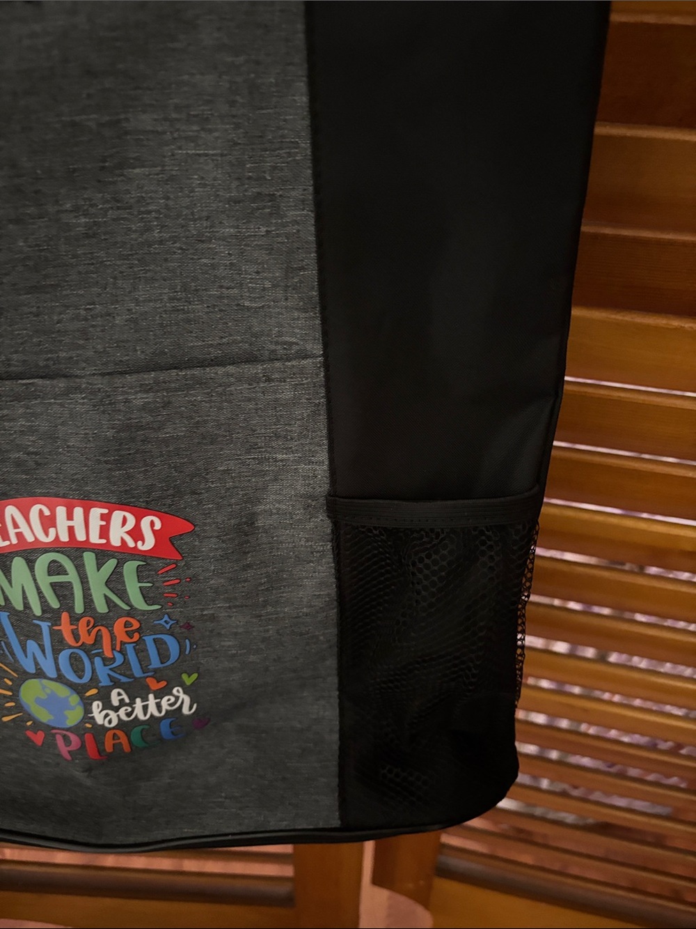 Teacher Tote Bag - Black/Grey Canvas Shoulder Bag with Teacher Socks - Picture 7 of 11